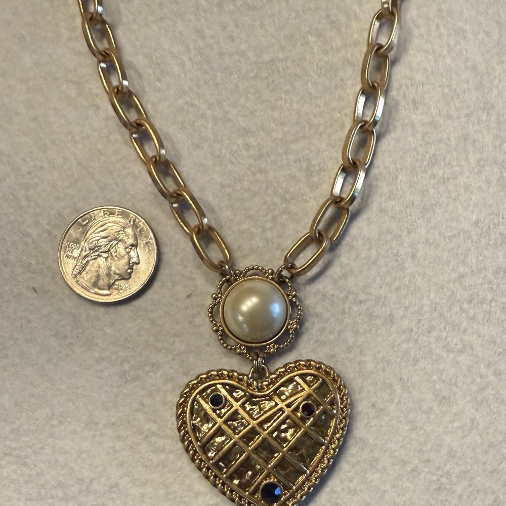 Reversible Cabi Gold Heart Pendant Necklace